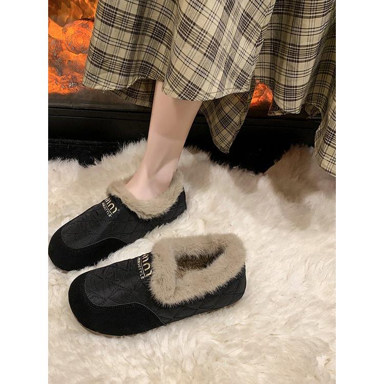 2025冬季新款复古加绒圆头