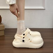 日系洞洞鞋 厚底增高防水外穿夏季 手术室拖鞋 女护士医生防滑包头鞋