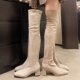 弹力过膝长靴女2025冬季 方头粗跟显瘦骑士靴百搭小个子瘦瘦靴 新款