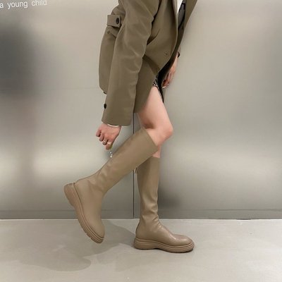 靴子女长筒靴2025年新款秋冬季小个子白色粗腿显瘦平底骑士高筒靴