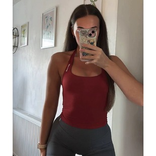 dfyne挂脖运动内衣女夏带胸垫防震跑步健身服文胸上衣瑜伽服背心