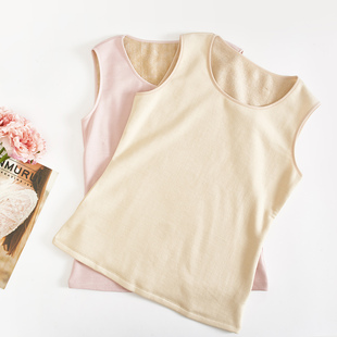 真丝拉绒保暖背心女秋冬加厚加绒紧身美体打底保暖内衣女马甲