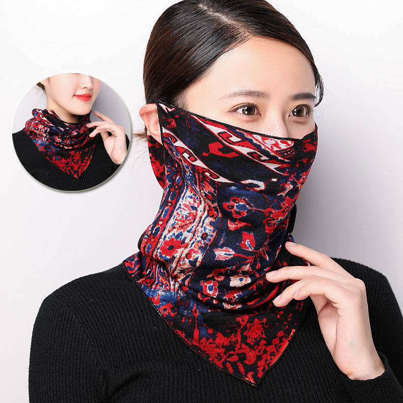 秋冬双层羊毛围脖女套头户外骑行防尘护脸挂耳朵面罩百搭保暖围巾