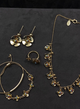 ANN打标浪漫花海金色项链颈链