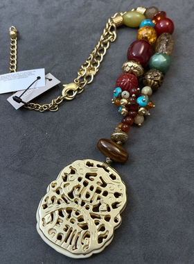 复古外贸原单小众chicos夸张设计超大吊坠项链洋气洒脱个性辣妹