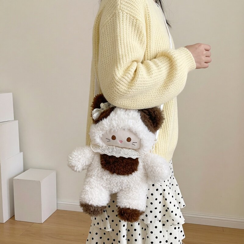 毛绒背包韩版小清新三花猫双肩包卡通可爱毛绒玩偶书包通勤包包
