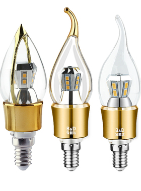 正品宝能达LED灯泡蜡烛灯E14进口芯片360发光尖泡拉尾泡3.5W4W5W