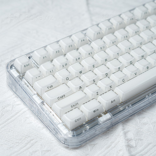 水晶果冻侧刻键帽机械键盘帽PC白色粉色磁轴61 68 75 87 98 108