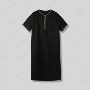 【高端线】夏季新款圆领休闲龟纹香云纱连衣裙 A27