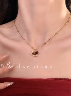 小马顺意~新年红色滴釉小马金色项链女本命年轻奢小众高级毛衣链