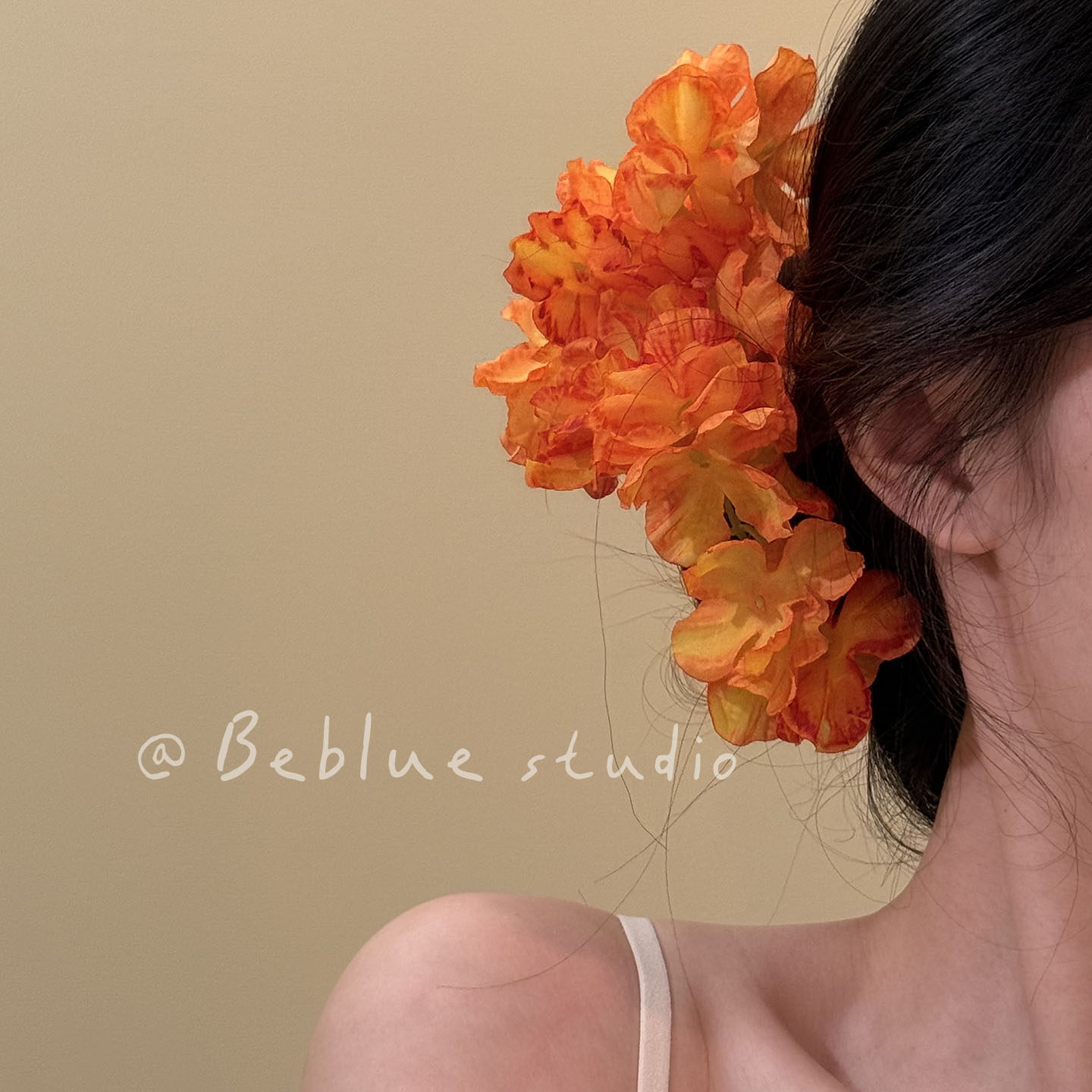 橘子花海~氛围感橘色花朵发簪2025新款发钗汉服配饰发饰头饰头花