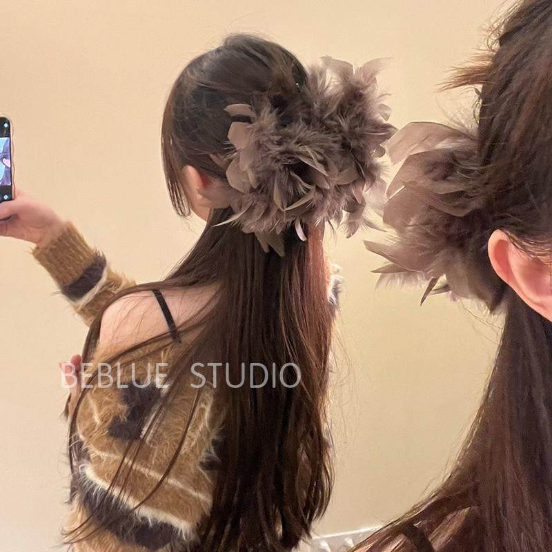 绯色悸动~秋冬鲨鱼夹羽毛大号抓夹女后脑勺盘发夹子超仙甜美发饰,饰品/流行首饰/时尚饰品新,发饰,淘宝优惠券,粉丝福利购,淘宝优惠卷