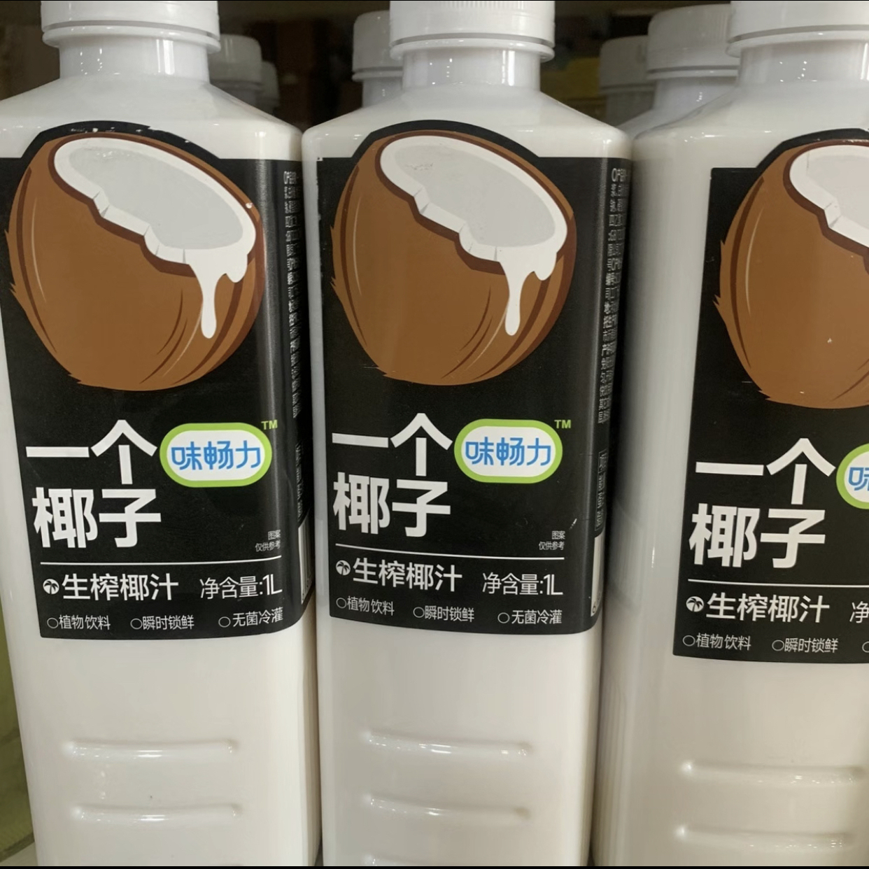 临期味畅力一个椰子果肉生榨椰汁椰子水1L*2瓶植物饮料饮品