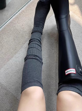 超miu过膝袜~春秋灰色高级感！竖条纹显瘦堆堆袜长筒袜！优雅温柔