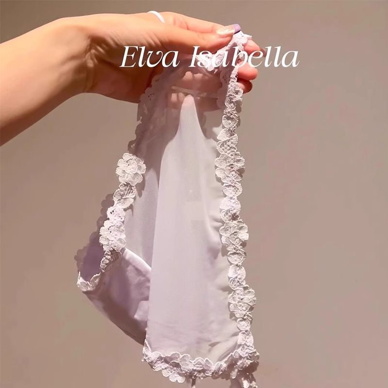 自带腿环+法式香芋紫~纯欲满满！法式夏季薄款缎面绑带内裤绝美！