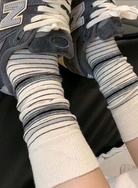 IFJE PUGS「条纹控」韩版学院风中筒日系百搭街头运动堆堆袜子