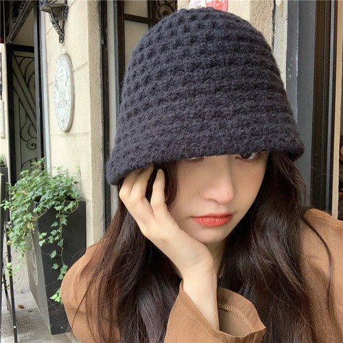 Real price autumn winter warm knitted Bucket Hat fisherman's hat Korean version versatile small edge wool basin hat