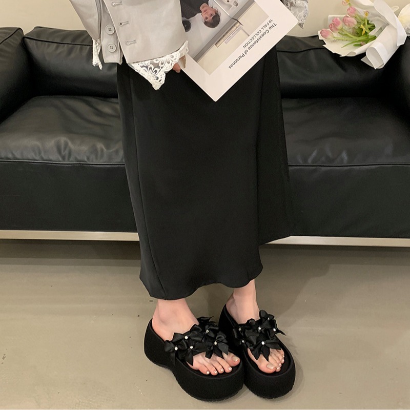 2025年夏季新款时尚水钻厚底增高拖鞋夹脚凉拖人字拖女小个子凉鞋