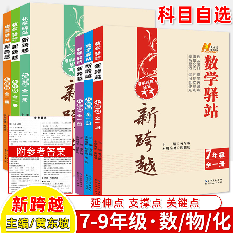 新跨越数学物理化学驿站七八九年级黄东坡数学课堂7\8\9中考学科指向关键点寻找支撑点追问延伸点夯实基础提高能力分级训练新方法 书籍/杂志/报纸 中学教辅 原图主图