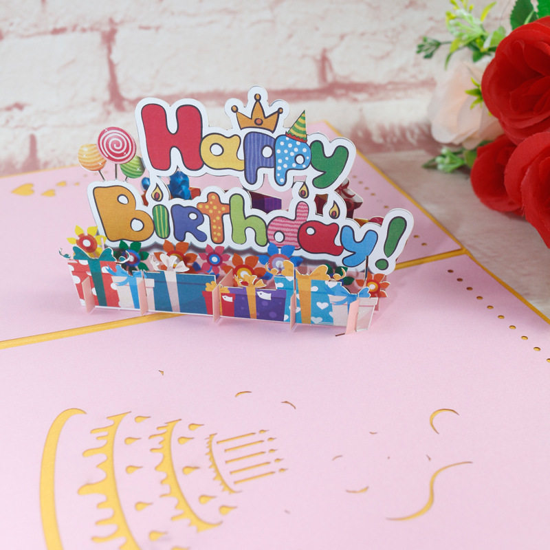 生日快乐祝福礼物英文字3d立体贺卡纸质工艺品图文