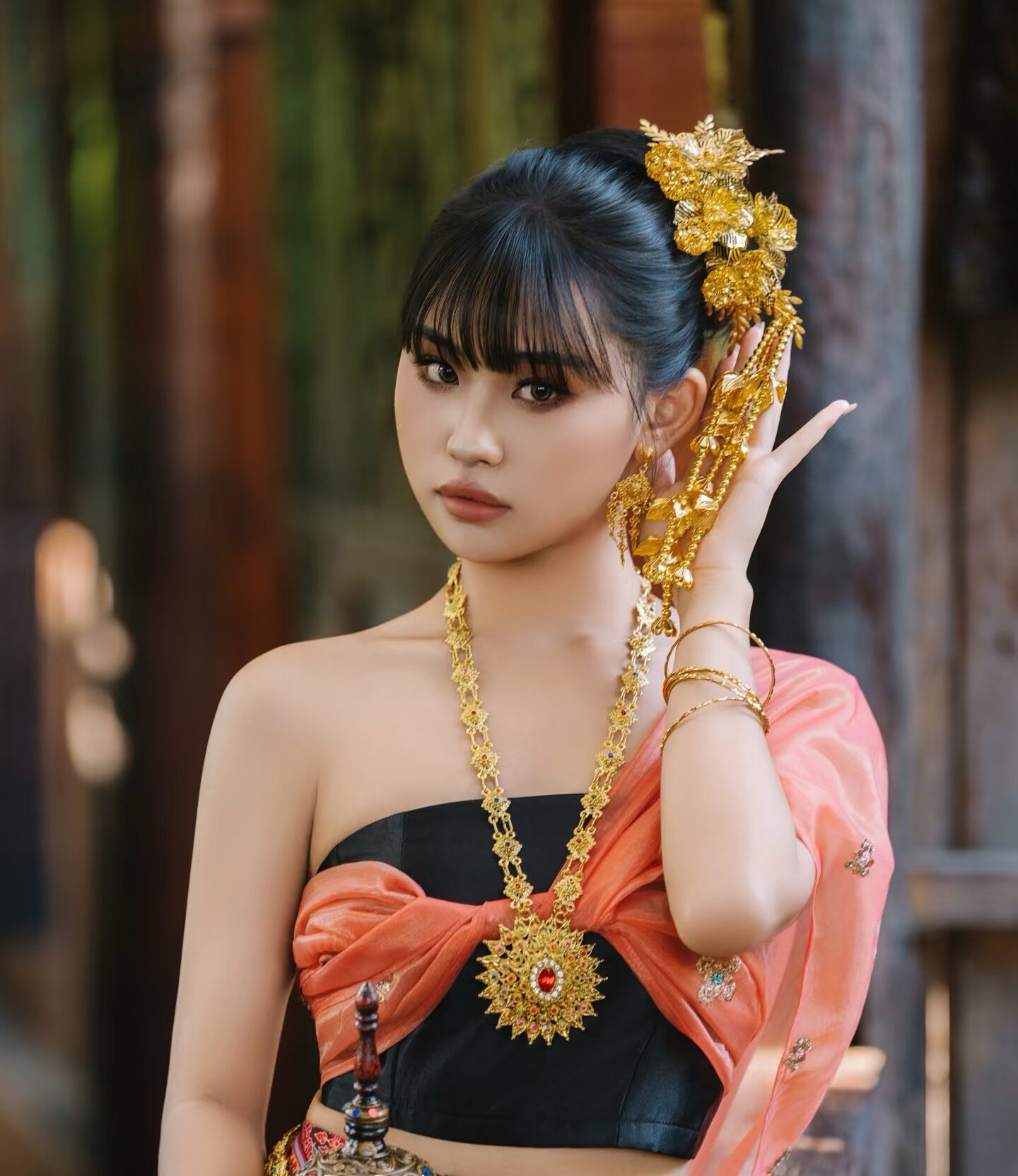 傣族头花金属手工制作泰国东南亚摄影拍照舞蹈表演新娘妆服饰搭配