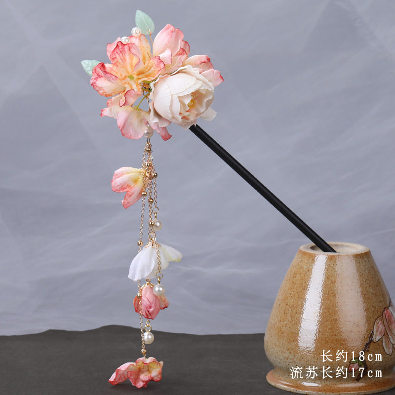 簪花发饰汉服绢花头饰古风发冠宋制花冠发钗花朵蝴蝶头花古装配饰
