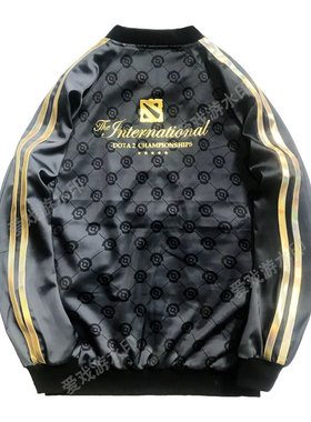 ti10选手服夹克外套dota2国际邀请赛TI10刀塔神盾LGD队服烫金黑金