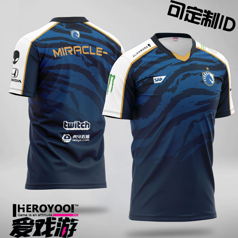 Team Liquid战队服CSGO可订制ID衣服短袖dota2电竞服2019李逵ti9_虎窝淘