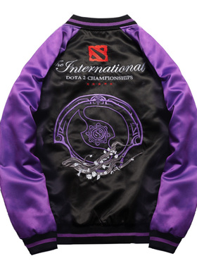 ti9选手服夹克外套dota2国际邀请赛TI9刀塔神盾LGD队服绣花绸缎