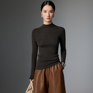 160s扬子纱精纺半高领羊毛衫 女秋冬毛衣可机洗上衣内搭针织打底衫