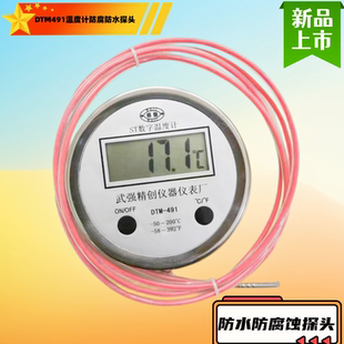 不锈钢DTM-491数显电子温度计四氟管探头防水耐酸腐蚀海水宰鸡鸭