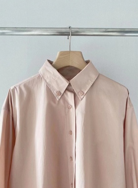 韩国韩代  LEROBE 美娜 日本进口棉100%纯色衬衫粉色/蓝色/黄绿色