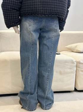 现！About nice 韩国韩代Ribbonbit进口面料水洗一条线设计牛仔裤