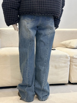 现！About nice 韩国韩代Ribbonbit进口面料水洗一条线设计牛仔裤