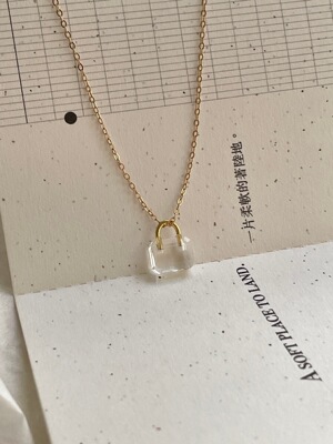 国现韩国同款小众设计师COLDFRAME925银方形锁头 项链