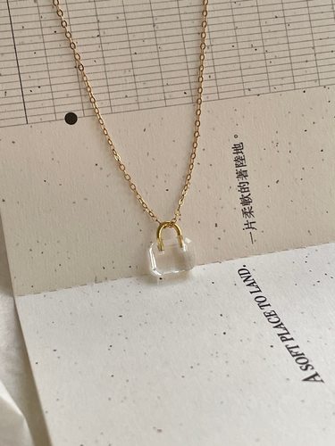 国现韩国同款小众设计师COLDFRAME925银方形锁头 项链