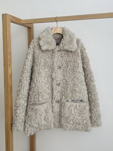 韩国同款  monoha1112002  复古风毛绒款毛呢外套