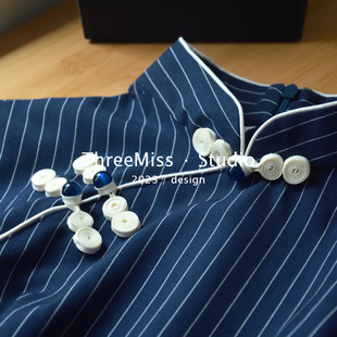 南笙 民国风条纹文艺旗袍2024日常收腰显瘦长连衣裙复古少女学生