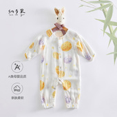 纳多果宝宝连体衣竹纤维纱布哈衣长爬服秋季 空调家居服
