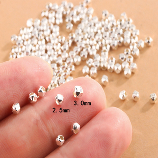 庭祥 项链搭简约DIY饰品立方体菱形碎银配件S925纯银手链散珠隔片