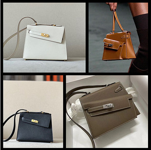 裴格H家全手缝sellie双面凯莉包铂金包原版epsom牛皮单肩斜跨女包