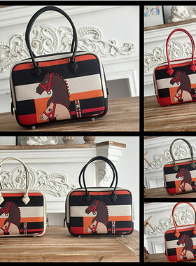 裴格H家全手工限定马图腾plume羽毛包原版swift皮拼帆布单肩包