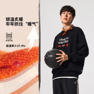 李宁长安少年冬季男款加绒保暖舒适宽松套头运动休闲卫衣AWDVH95