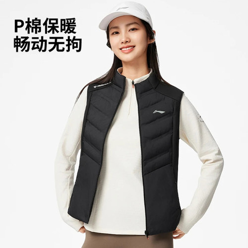 李宁女冬季加厚保暖防风棉马甲