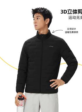 李宁羽绒服正品男新品宽松轻质90%鸭绒健身运动训练短款保暖上衣