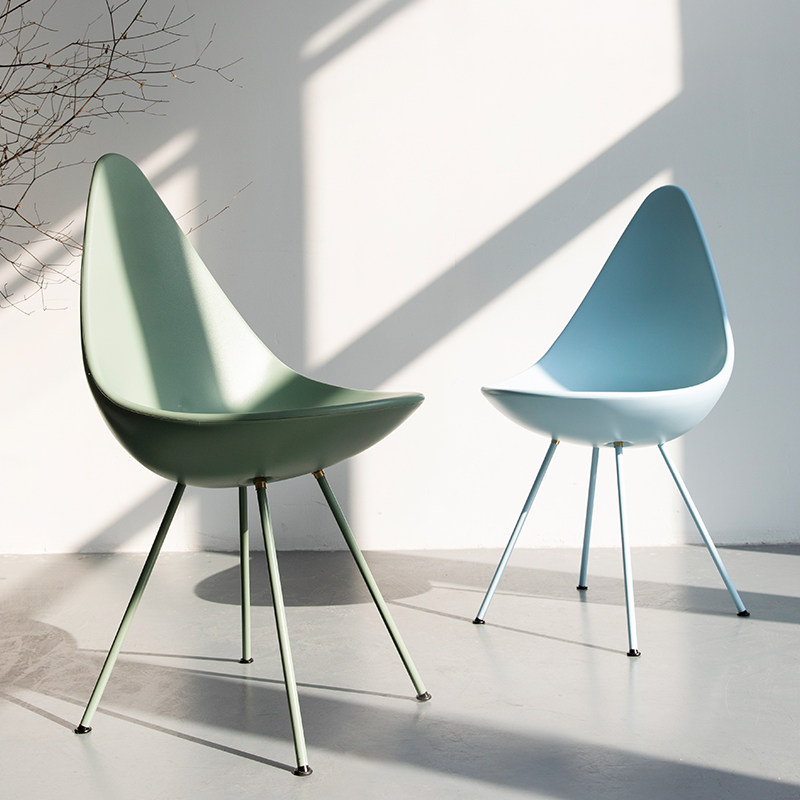 北欧创意水滴椅家用阳台极简休闲真皮椅子时尚软包餐椅靠背凳子