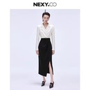 奈蔻2024年春季 NEXY.CO 新款 气质商务黑白拼接连衣裙女XF05196