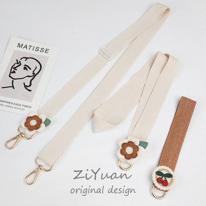 纯棉ins简约风拆卸双扣斜挎挂脖绳手机壳垫片樱桃花柔软手腕短绳,3C数码配件,手机挂件/手机链,淘宝优惠券,粉丝福利购,淘宝优惠卷