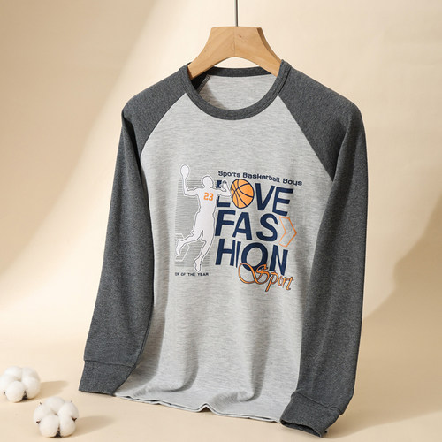 青少年纯棉秋衣男孩长袖打底衫