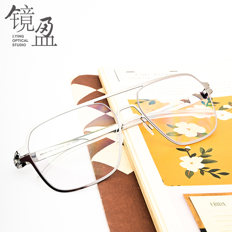 MYKITA镜架PHIL镜盈眼镜德国薄钢男士超宽双梁方框时尚轻便近视框